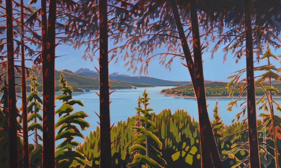 In The Forest above Skidegate, acrylic on canvas, 24” x 40”